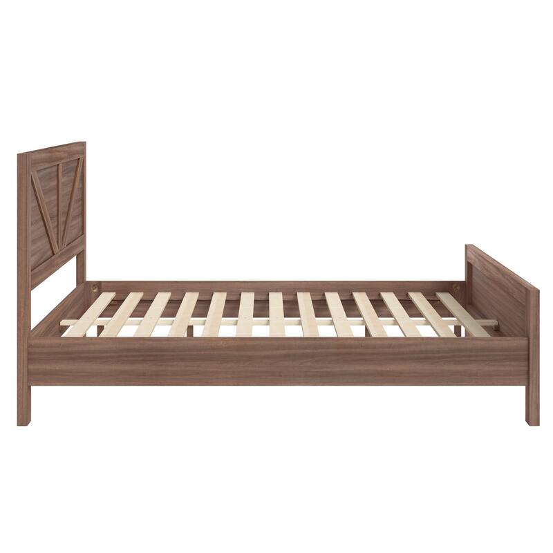 King/Queen Size Wood Platform Bed Frame With Headboard, Solid Wood Platform Bed, No Box Spring Needed, Easy Assembly