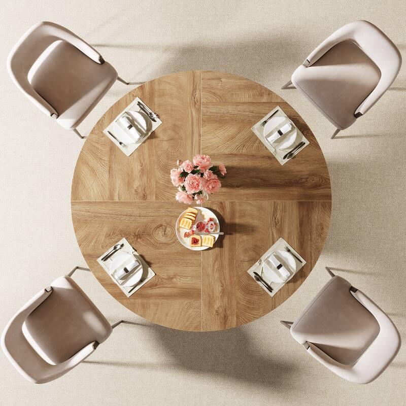 47.24 Inch Sturdy Round Dining Table for 4-6 People