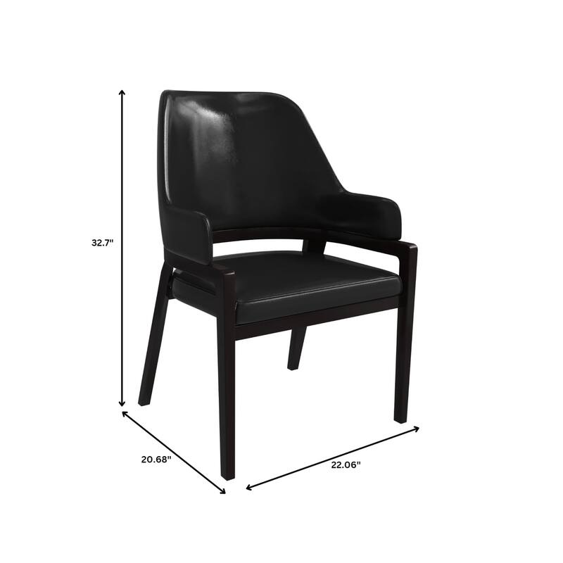 Ethora Leather Dining Chair with Curved Open Back and Rubberwood Legs Set of 4