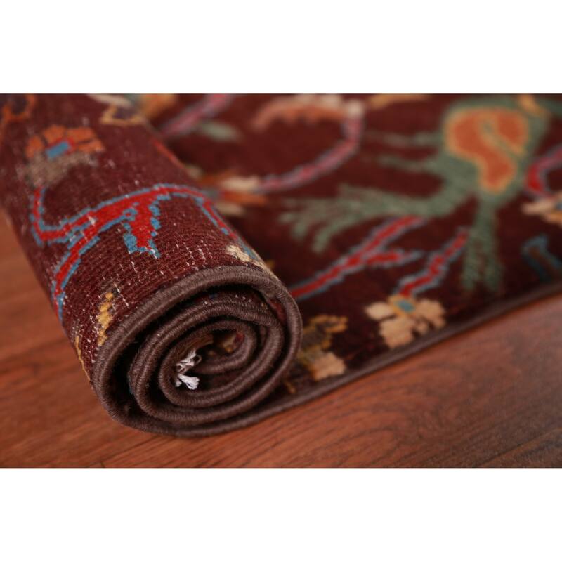 Animals Design Red Ziegler Oriental Foyer Rug Hand-Knotted Wool Carpet - 2'0"x 3'0"