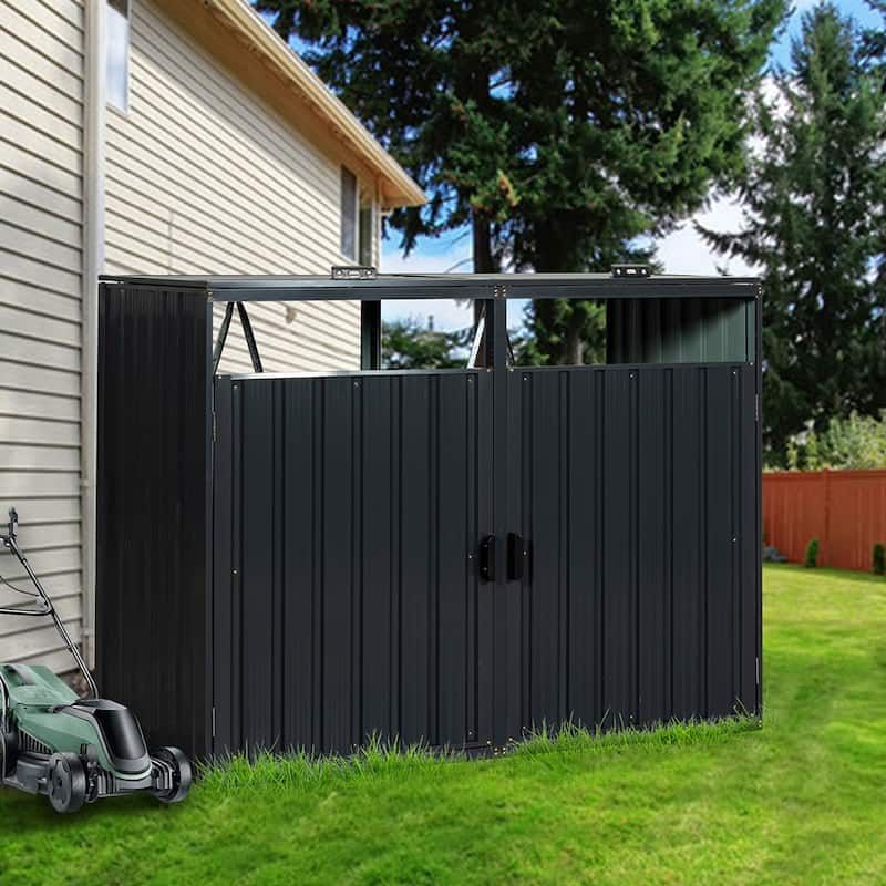 Galvanized Steel Outdoor Garbage Shed, Bin Shed, Metal Storage Shed - 5.25 ft. W x 2.62 ft. D