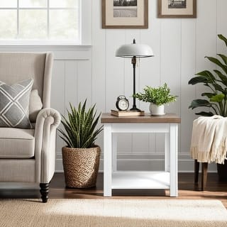 Bridgevine Home Modern Farmhouse 24 inch Side Table, No Assembly Required, Two-Tone Finish