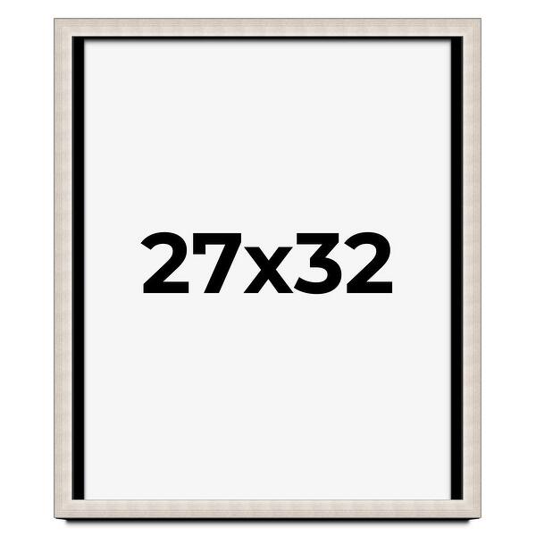 27x32 Shadow Box Frame Silver Real Wood Contemporary Shadowbox Display ...