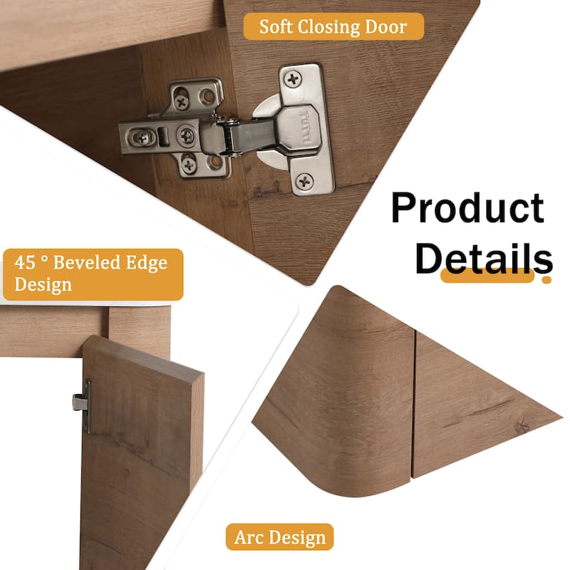 Malwee 24"/30" Floating Bathroom Vanity, Wall Mounted Bathroom Vanity with Ceramic Sink and Soft Close Door