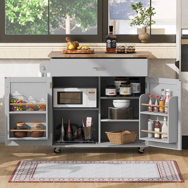 Rolling Kitchen Island Cart with Wheels , Drawer, Storage Racks