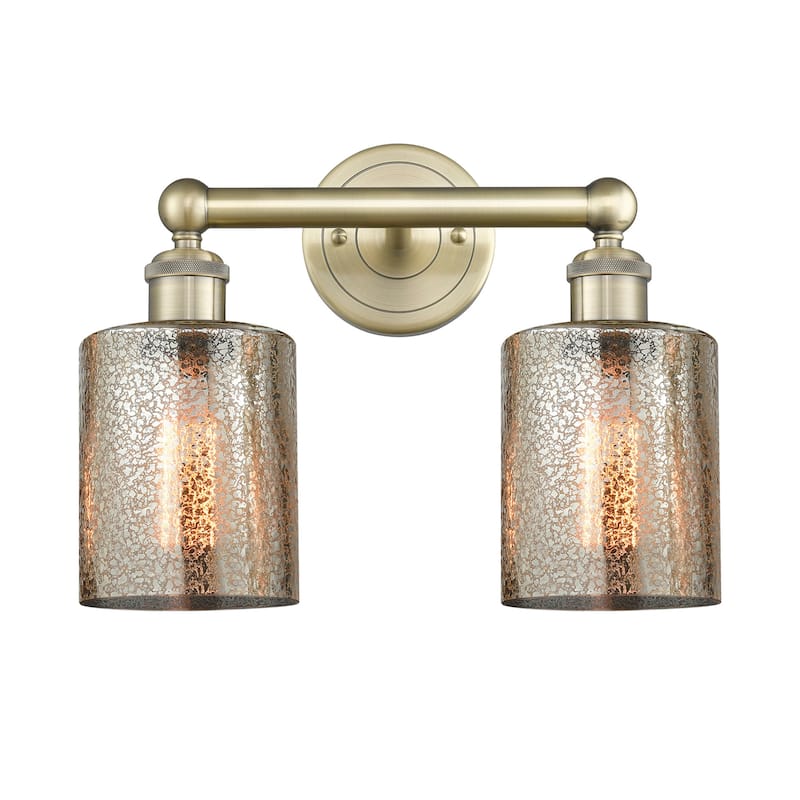 Innovations Lighting 616-2W-12-14 Cobbleskill Vanity Cobbleskill 2 - Antique Brass / Mercury