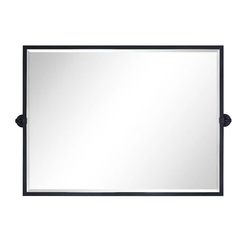 TEHOME Kenti Horizental Rectangle Metal Wall Mirror - 30" x 40" - Black