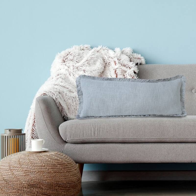 Hidalgo Solid Fringed Throw Pillow by Sevita