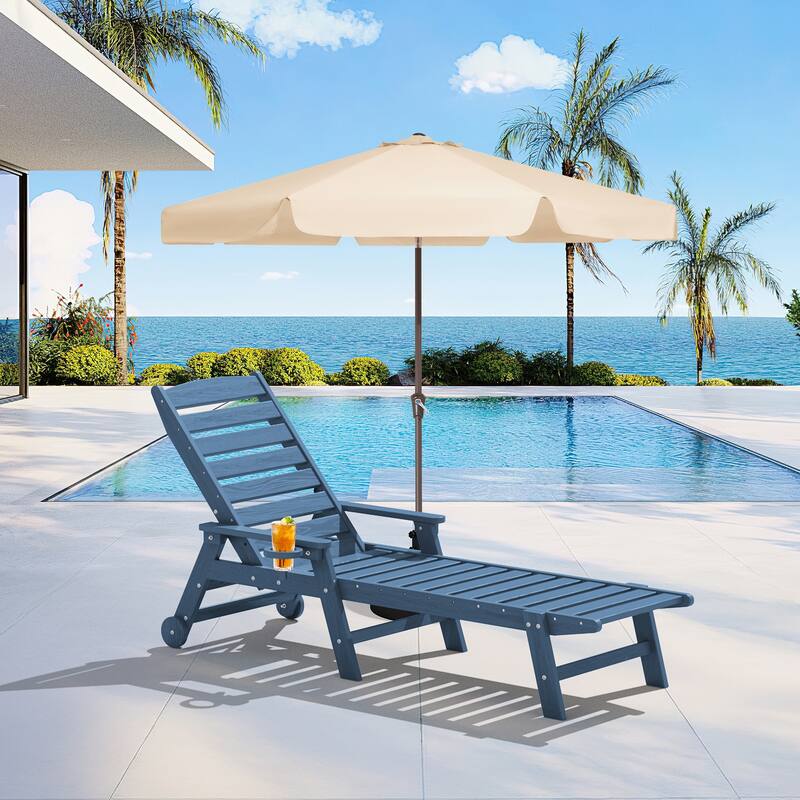 HDPE Frame Adjustable Backrest Patio Lounge Chair