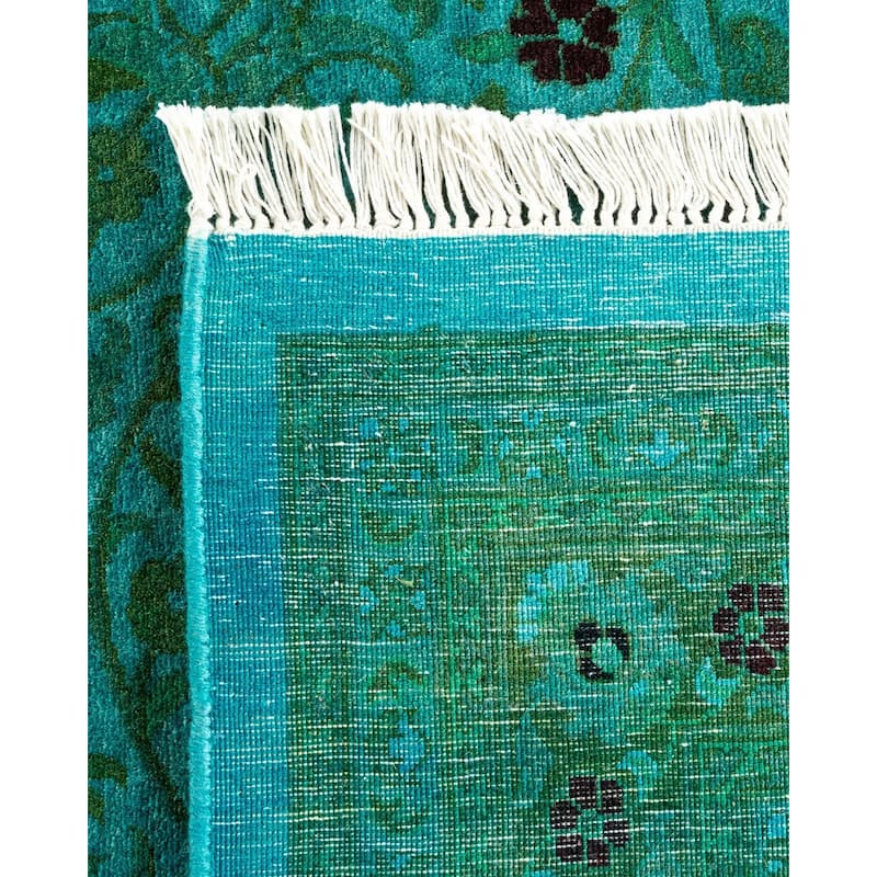 Overton Hand Knotted Wool Vintage Inspired Modern Contemporary Overdyed Blue Area Rug - 10' 2" x 16' 4"