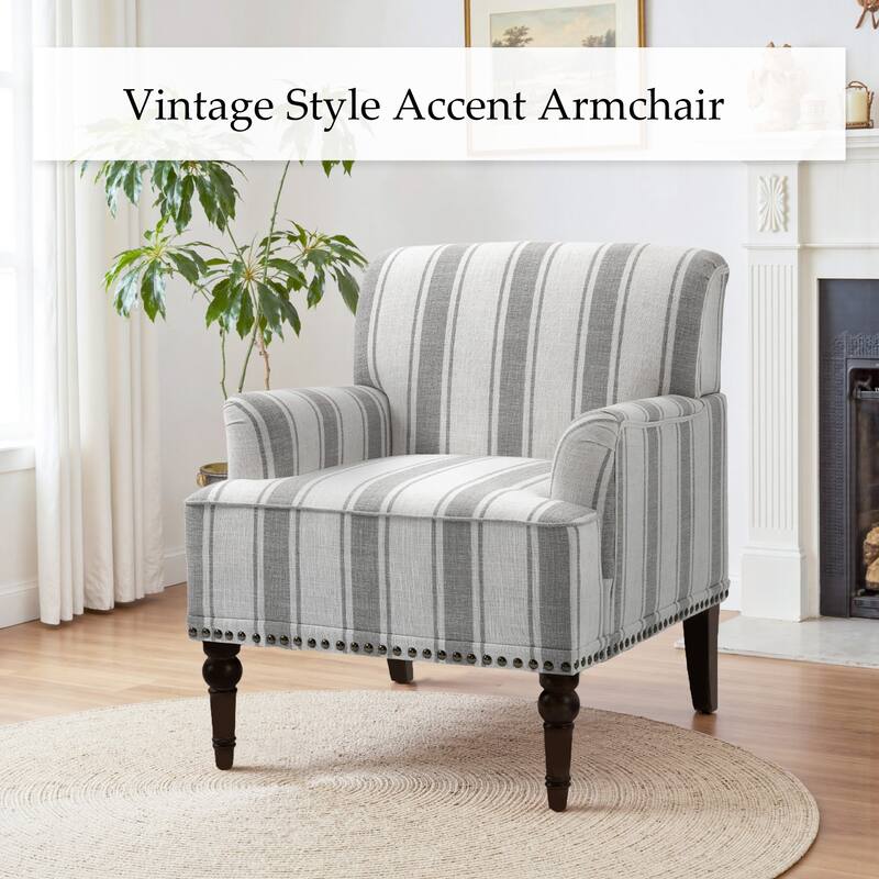Vintage 29" W Patterned Striped Accent Chairs