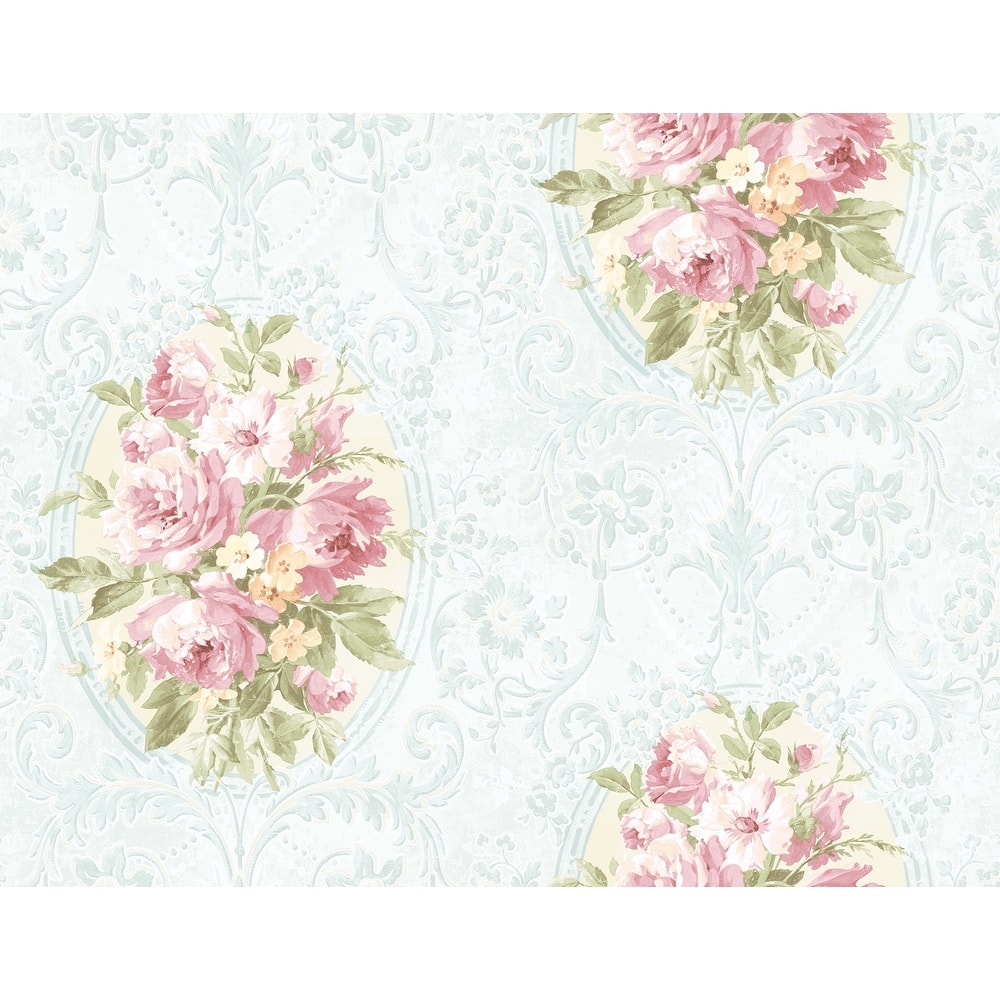 Seabrook Designs Vivienne Floral Cameo Unpasted Wallpaper