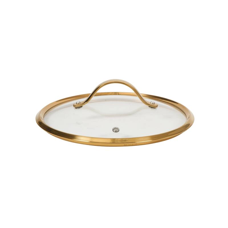 Bloomhouse Pots and Pans Heavy Duty Aluminum Premium PFA Free Ceramic Nonstick - Cappucino Cream with Gold Handle