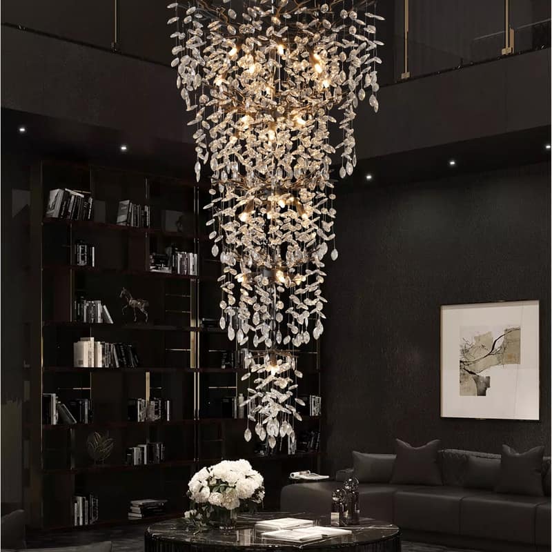 KAYLA Crystal Dimmable LED Tiered Chandelier - 118in - Black