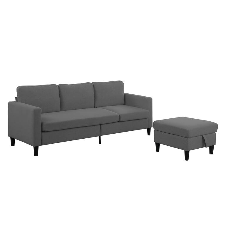Marcus 77" Mid Century Reversible Sectional with Storage Ottoman