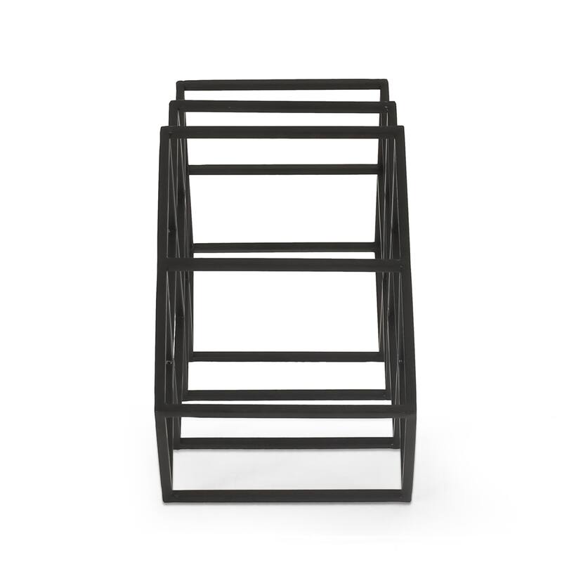 Roomfitters Modern Industrial Tabletop Wine Rack, Geometric Iron Frame, Holds 7 Bottles, Black