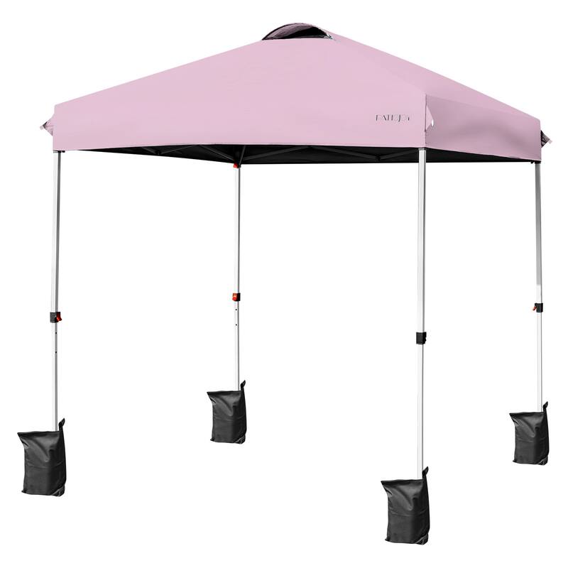 6.6 x 6.6 Feet Portable Pink Canopy Tent Waterproof Oxford Cloth Adjustable Height with Wheels