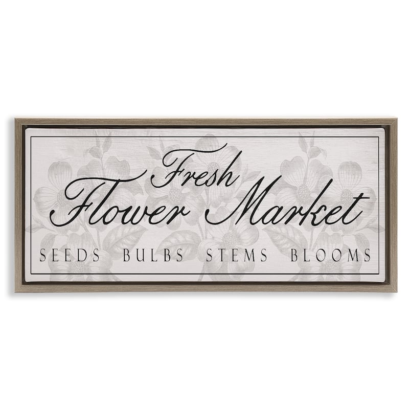 Stupell Vintage Fresh Flower Market Framed Floater Canvas Wall Art Design By Lil' Rue - 31 x 14 - Brown