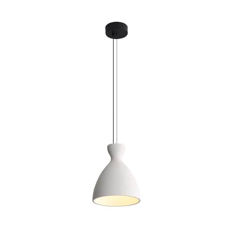 Golden Lighting Aethera 10in Integrated LED Pendant in White Sandstone Cement - Gold