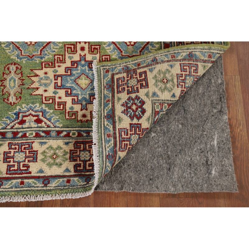 Green Kazak Accent Rug Handmade Oriental Wool Carpet - 2'8" x 3'11"