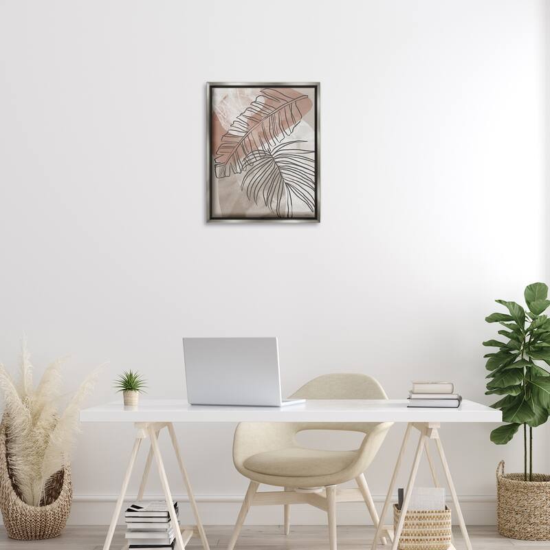 Stupell Tropical Earth Tone Leaves Framed Floater Canvas Wall Art Design By Cat Thurman Designs