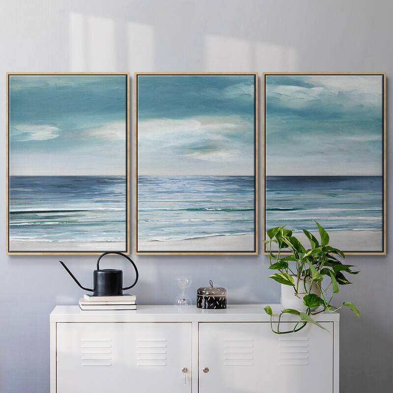 Blue Silver Shore - Multi Piece Framed Canvas