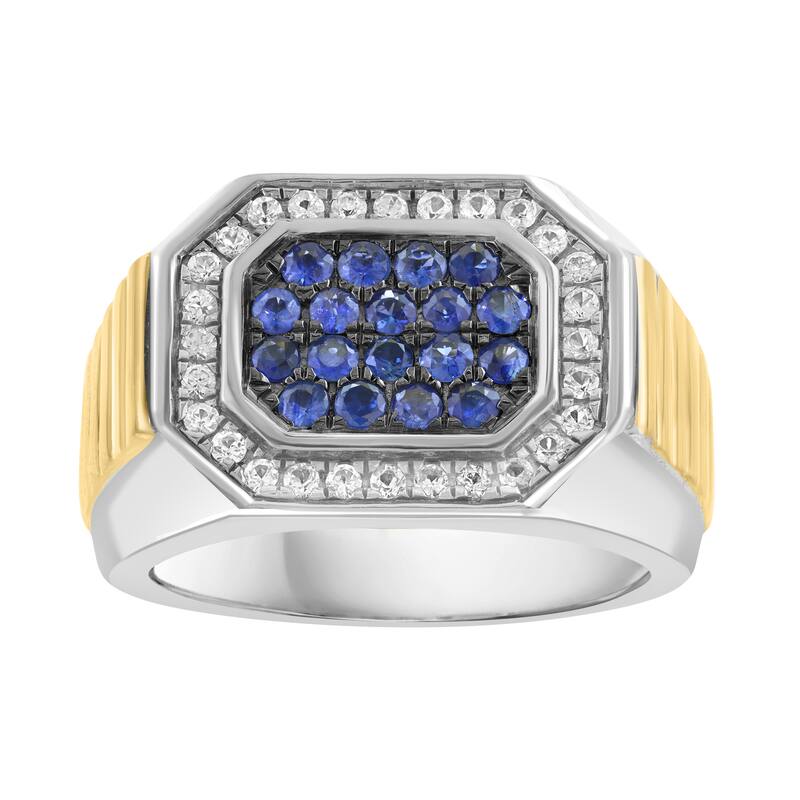 EFFY Men's 925 Sterling Silver White Sapphire Ring - Blue