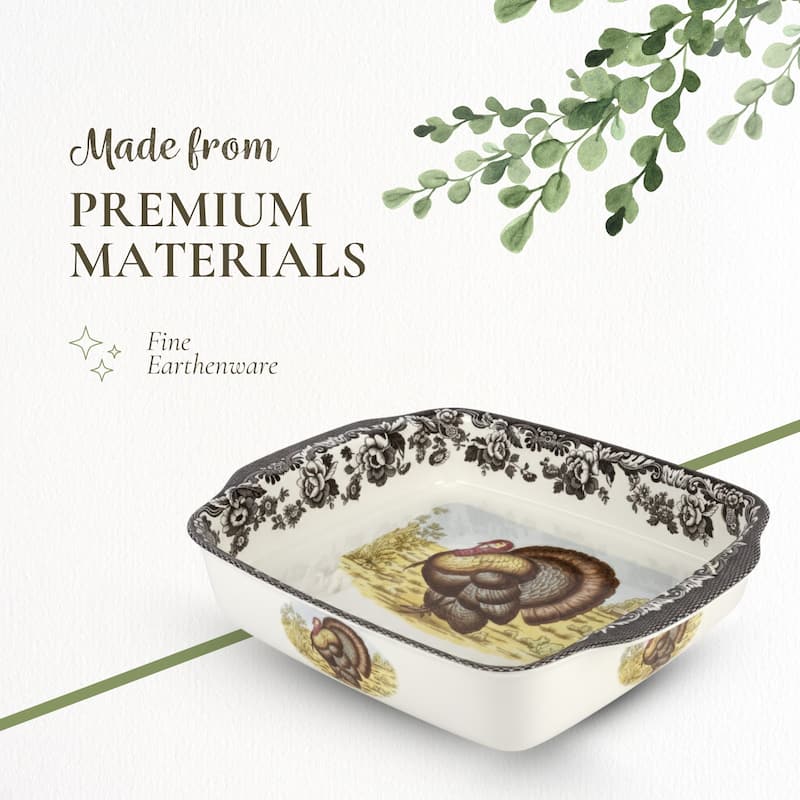 Spode Woodland 15 Inch Handled Lasagna Dish - 15 Inch x12 Inch