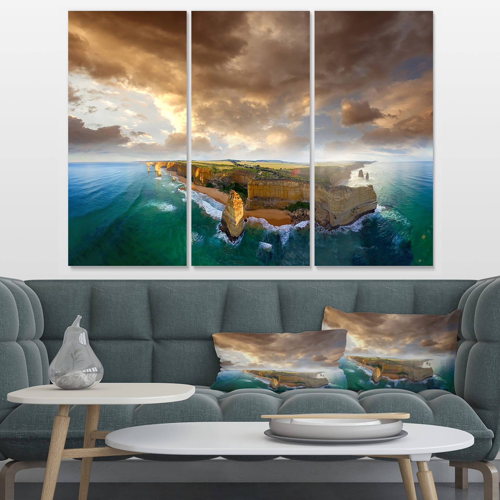 Wall Art For Living Room Large Size Wall Decorations Pictures Blue Sun Beach Grass Ocean Landscape Painting Office Wall Decor Canvas Prints Ready To H - 3