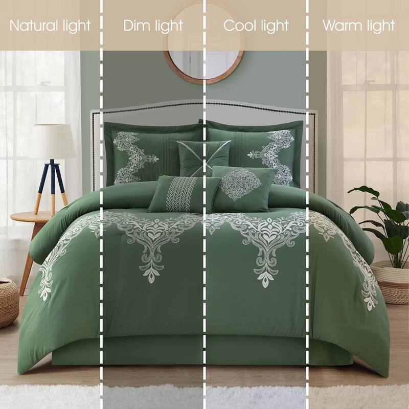Nanshing Lacy 7 Piece Damask Embroidery Comforter Set