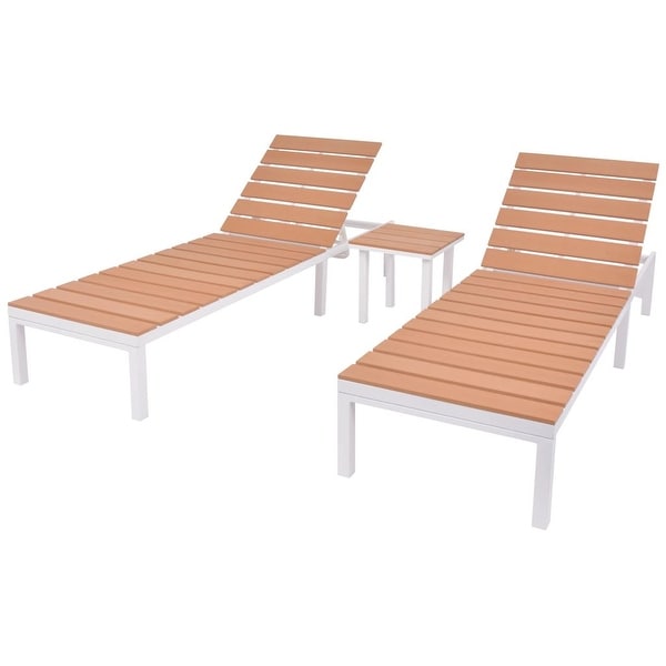 vidaXL Sun Loungers 2 pcs with Table Aluminium and WPC White and Brown - 24.8" x 78" x (13"-36.2")
