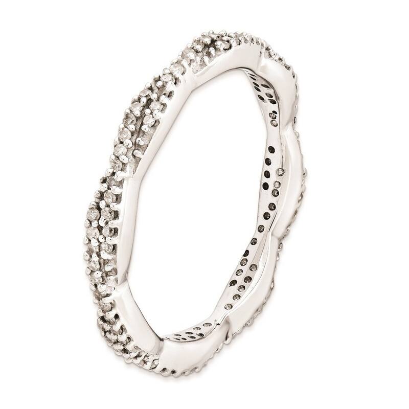 Curata 2.5mm 925 Sterling Silver Prong set Stackable Expressions Polished Diamond Ring