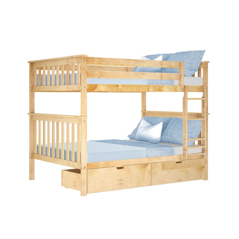 Max and Lily Full over Full Bunk Bed with Storage Drawers