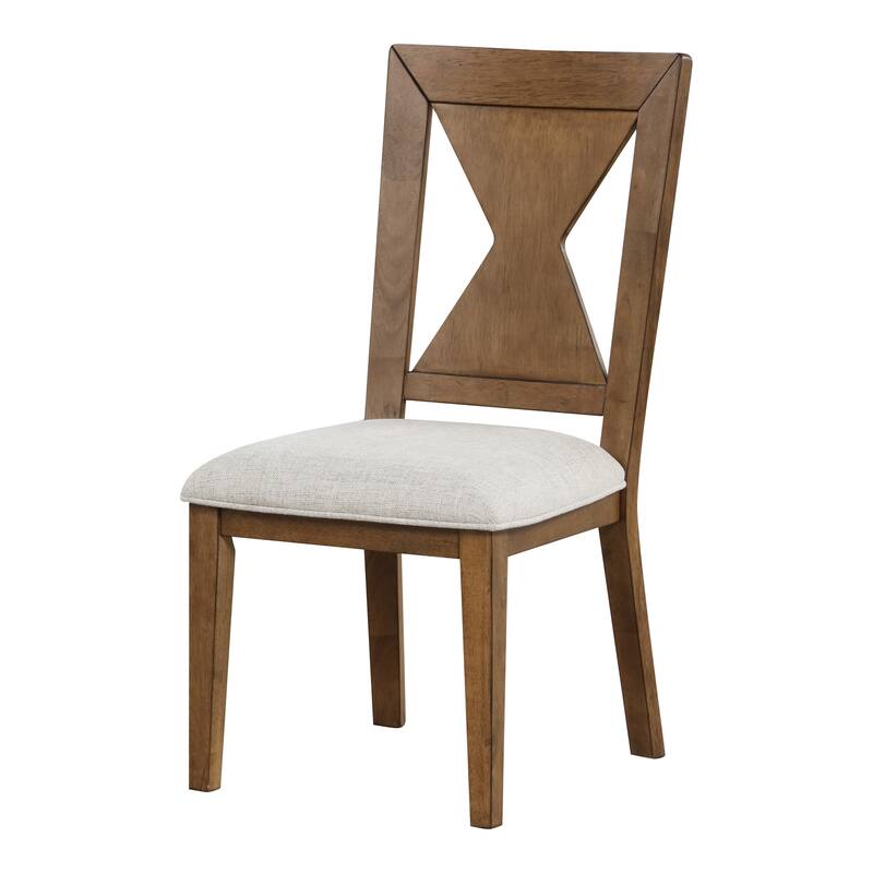Furniture of America Synosin Farmhouse Rustic Oak Solid Wood Side Chairs (Set of 2)