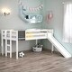 preview thumbnail 2 of 11, Twin Size Loft Bed with Slide, Stair and Chalkboard, White, Solid Wood Frame, Fun Design Perfect Kids' Bedrooms