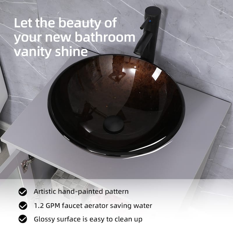 48" Bathroom Vanity Set Vessel Sink Mirror Faucet W/ Small Cabinet Combo