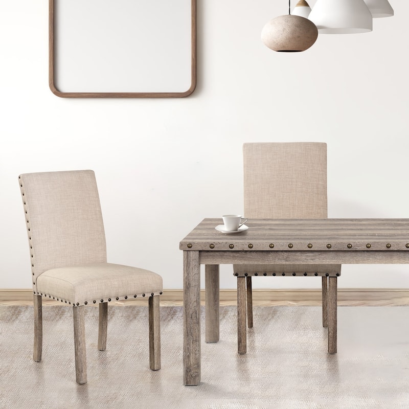 Morden Fort Farmhouse Dining Table Set Rectangular Chair 7-piece