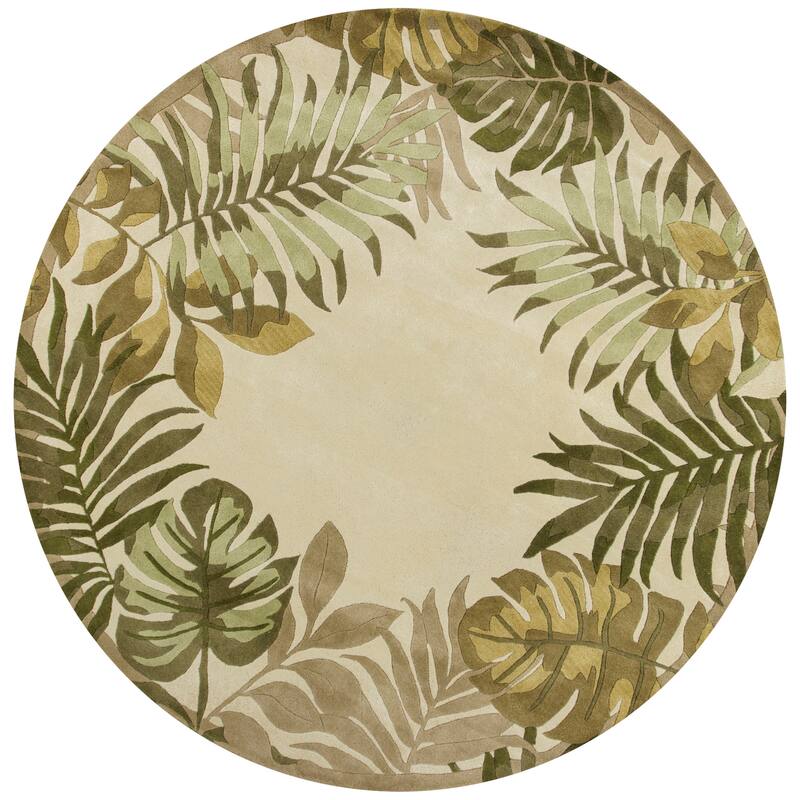 Domani Camila Casual Ivory Tropics Hand-tufted Wool Area Rug - 7'6" Round