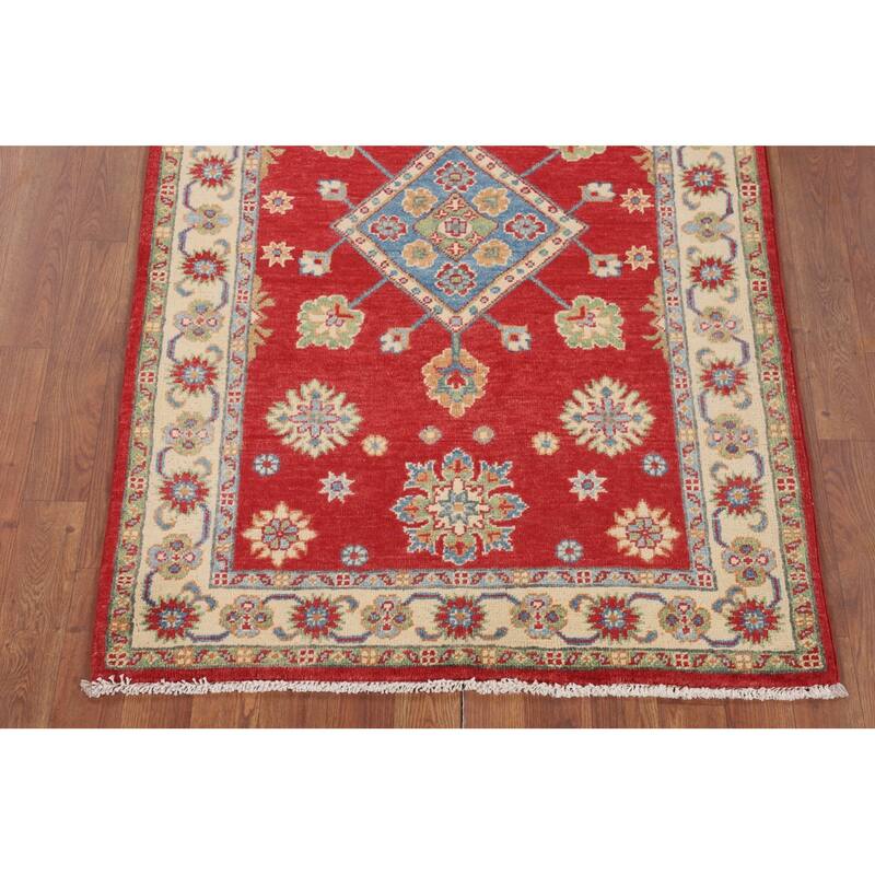 Traditional Red Kazak Accent Rug Handmade Wool Carpet - 3'2" x 4'11"