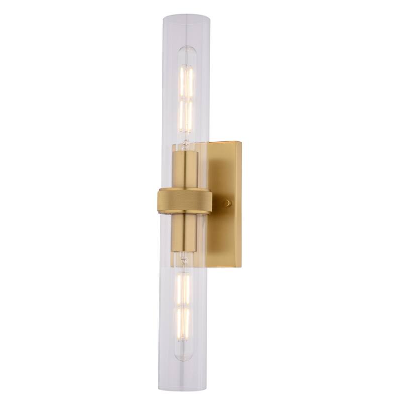 VAXCEL Bari Wall Sconce, Clear Glass Shade, Dimmable Bathroom Vanity Light Fixture, Vertical or Horizontal Mount