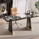 preview thumbnail 1 of 13, 70'' Wood Dining Tables with Metal Base For 6-8 People , Rectangle Kitchen Table & Brown Computer Desk For Home Office Black