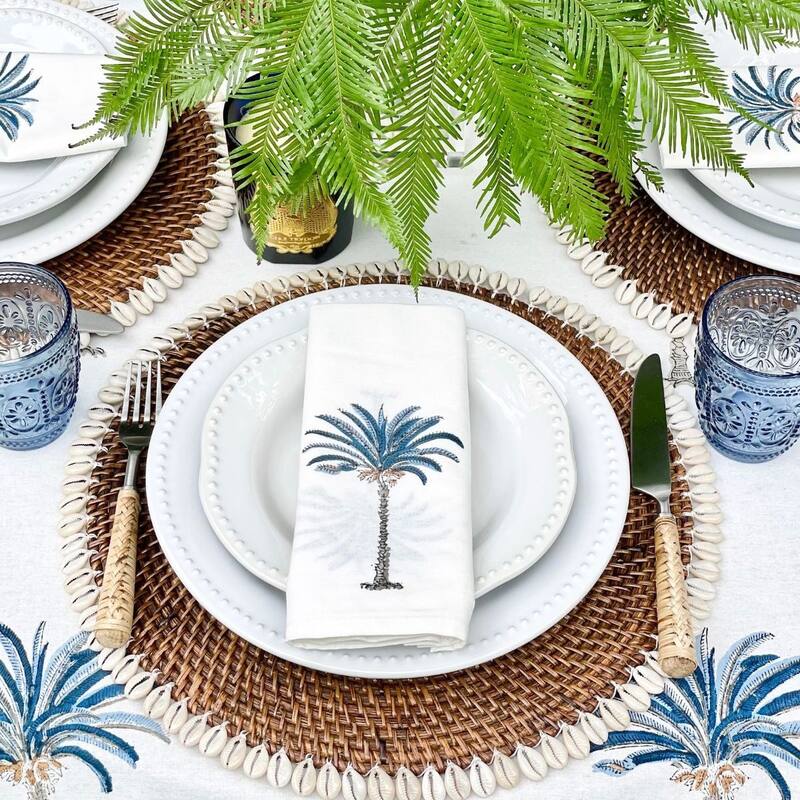Square Tablecloth- Palm Tree Blue