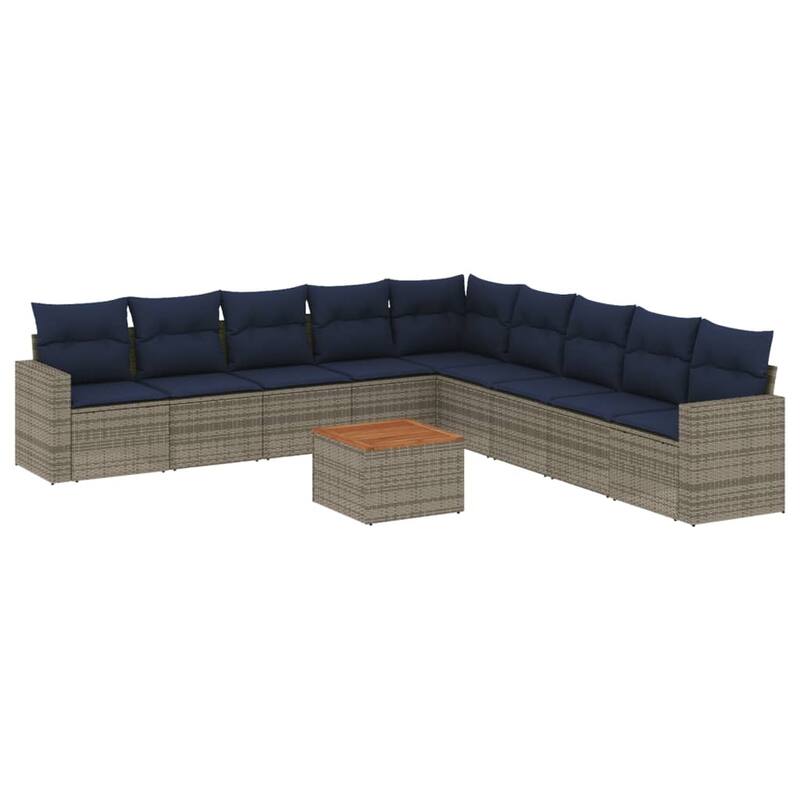 vidaXL Patio Sofa Set with Cushions Outdoor Furniture 10 Piece Poly Rattan - 25.8x 24.4x 27.2