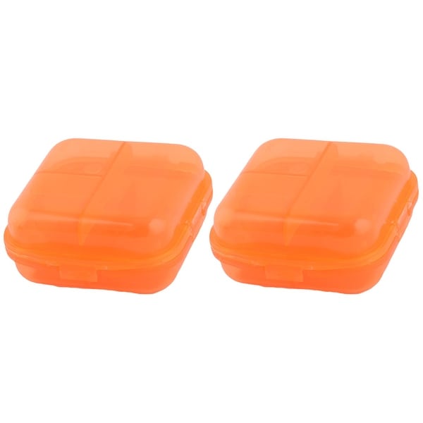 Hiking Plastic 6 Compartments Medicine Pill Holder Storage Box Case Orange 2 Pcs