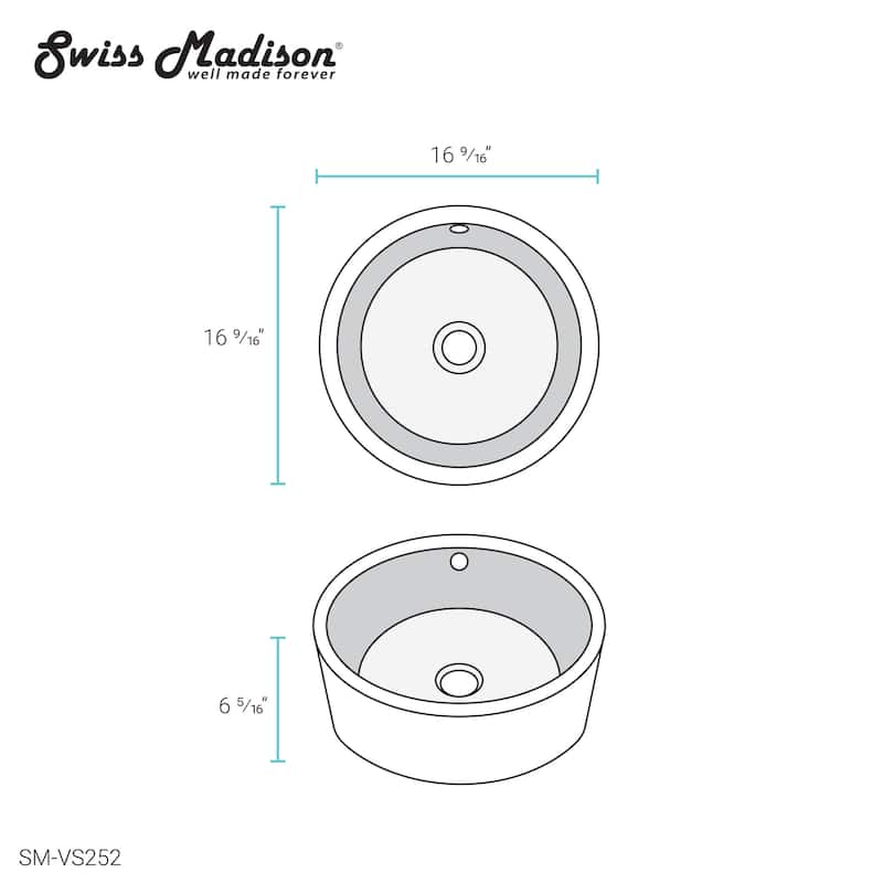 Swiss Madison Monaco® Round Ceramic Bathroom Vessel Sink