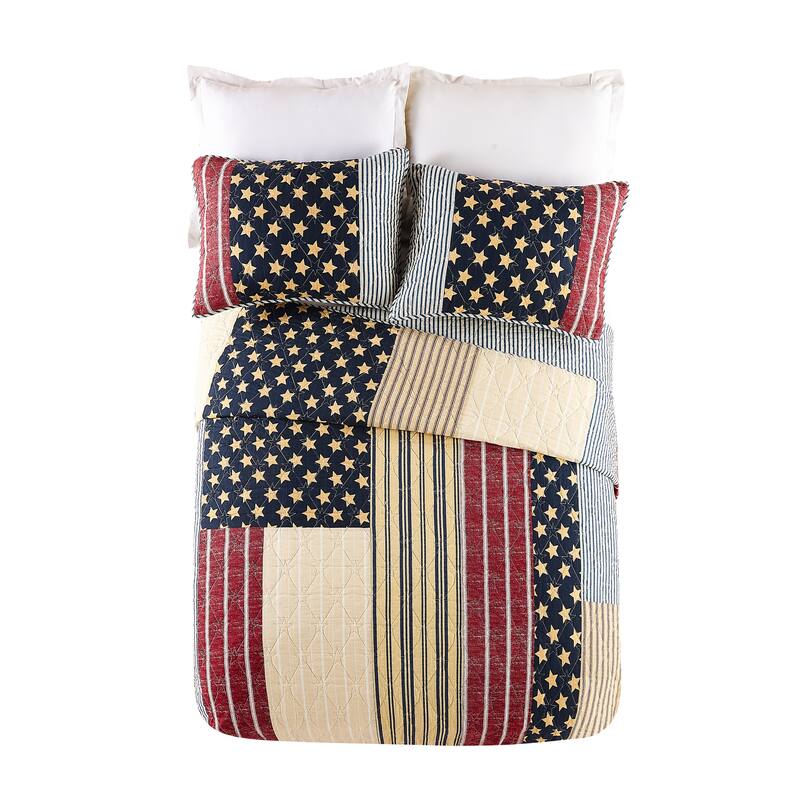 Modern Heirloom Americana Cotton Reversible Quilt Set