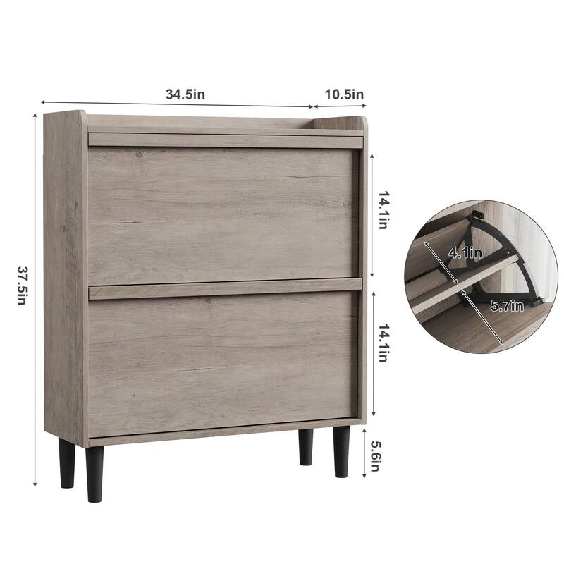Drawer Wooden Shoe Cabinet with Adjustable Shelves