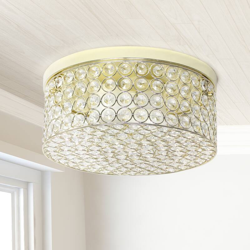 Round Flush Mount Light Fixture 12 Inch, 2 Light Gold Ceiling Light for Hallway