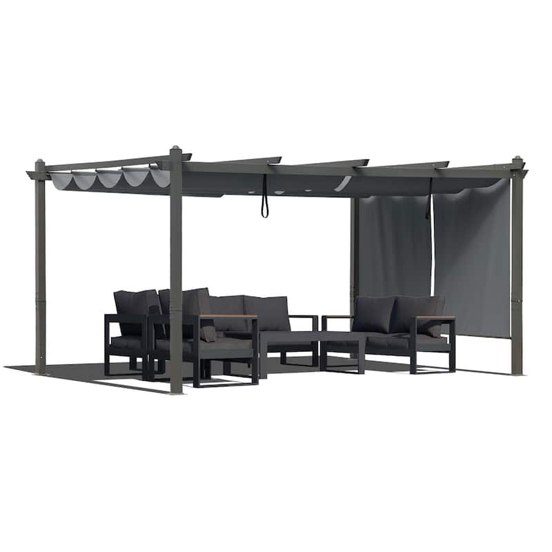 Aoodor Outdoor Pergola with Aluminum Frame & Retractable Canopy