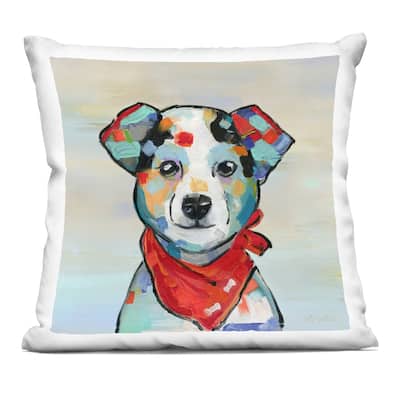 Stupell Dog Portrait with Red Bandana Decorative Printed Throw Pillow Design by Sally Swatland